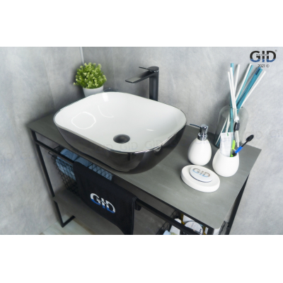 Раковина накладная GID D1302h134 50х40 53309 Белый / Черный. Фото