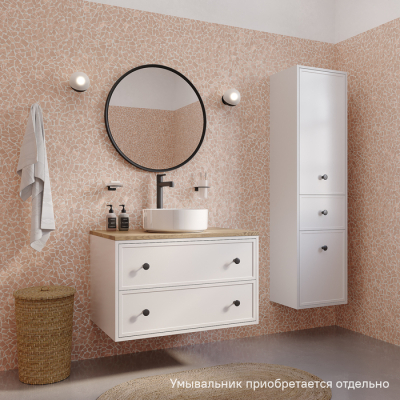 Тумба подвесная со столешницей МДФ дуб верона 80 см белый матовый Torr IDDIS TOR80WVi95K подход. столеш-ца. OPH80BVi89. Фото