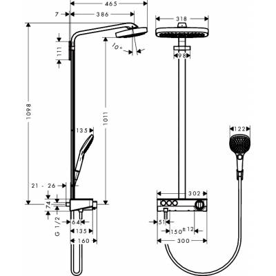 Душевая система HANSGROHE Raindance Select Push 3jet Showerpipe 27127400. Фото