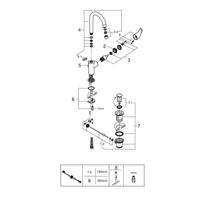 Смеситель для раковины GROHE Eurosmart 23537002. Фото