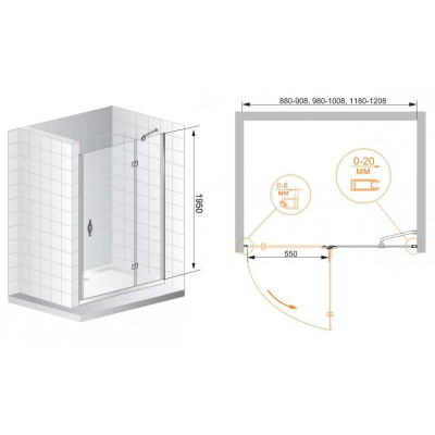 Душевая дверь CEZARES Bergamo BERGAMO-B-12-120-C-Cr-L-IV. Фото