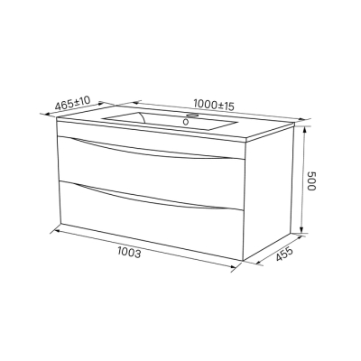 Тумба с умывальником подвесная 100 см белая/золотистый дуб Cloud IDDIS CLO10Y0i95K подходит ум. 0131000i28. Фото