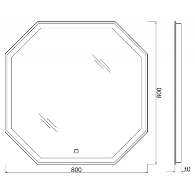 Зеркало со встроенным светильником, сенсорным выключателем и подогревом BELBAGNO SPC-OTT-800-800-LED-TCH-WARM. Фото