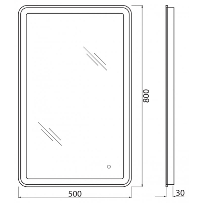 Зеркало с встроенным светильником и сенсорным выключателем BELBAGNO SPC-MAR-500-800-LED-TCH. Фото