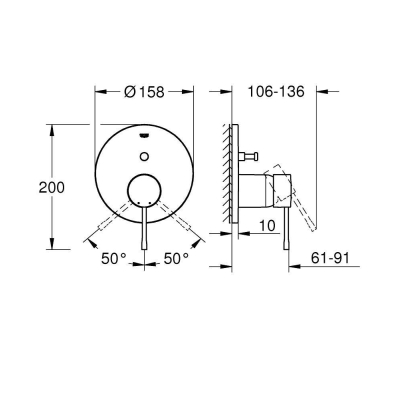 Смеситель для ванны GROHE 24058A01 Essence, темный гарфит, глянец. Фото