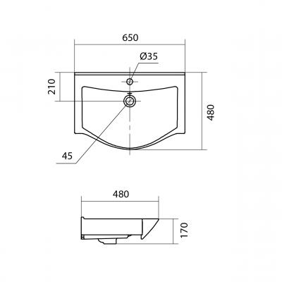 Раковина встраиваемая SANTEK Беверли 65х48 1.WH30.2.501. Фото