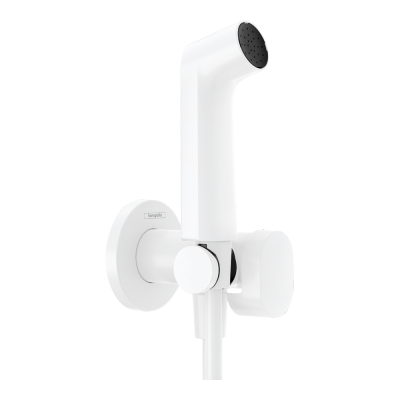 Гигиенический душ Hansgrohe S 1jet EcoSmart+ со смесителем (требуется скрытая часть), белый матовый 29232700. Фото