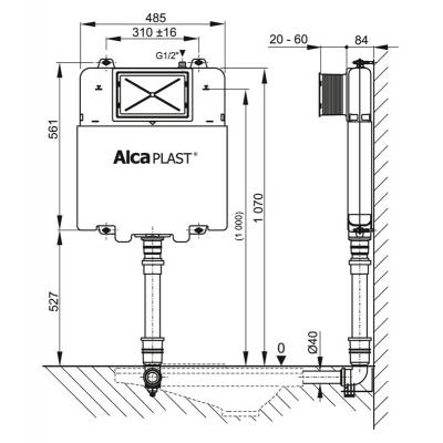 Бачок скрытого монтажа ALCAPLAST A112 Basicmodul. Фото