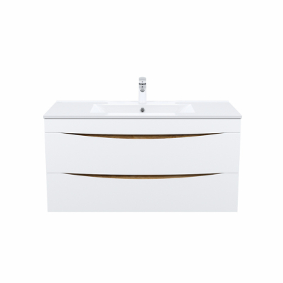 Тумба с умывальником подвесная 100 см белая/золотистый дуб Cloud IDDIS CLO10Y0i95K подходит ум. 0131000i28. Фото