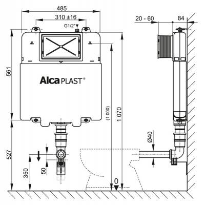 Бачок скрытого монтажа ALCAPLAST A112 Basicmodul. Фото