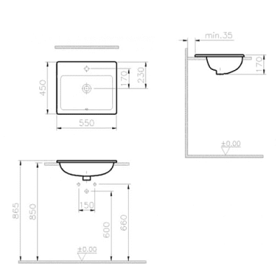 Раковина встраиваемая Vitra S20 55х45 5465B003-0001. Фото