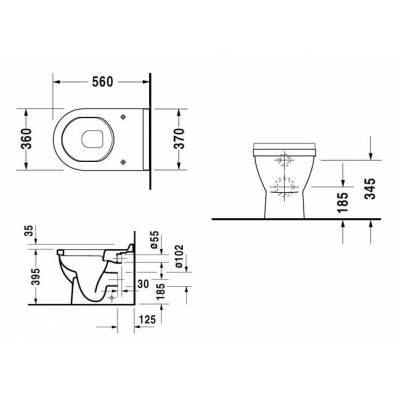 Унитаз напольный под скрытый бачок DURAVIT STARCK 3 0124090000. Фото
