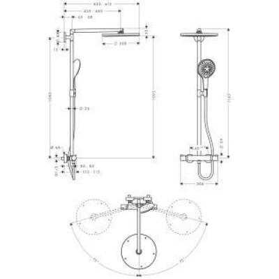 Душевая система HANSGROHE Raindance Select Showerpipe 300 27114000. Фото