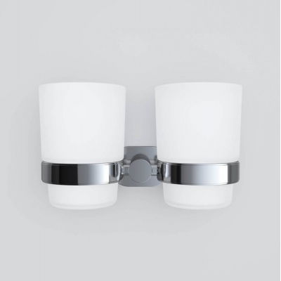 Двойной стеклянный стакан с настенным держателем AM.PM Sense A74343400 для ванной комнаты. Фото