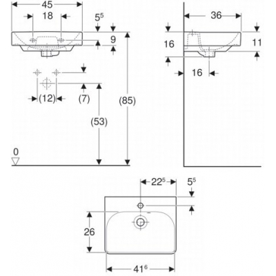 Раковина GEBERIT Smyle Square 45х36 500.222.01.1. Фото