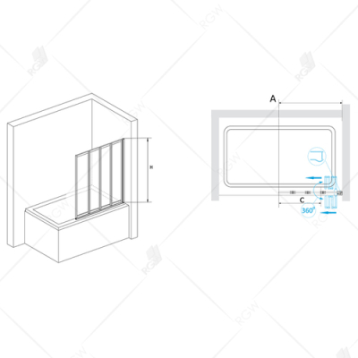 Шторка на ванну RGW SCREENS SC-22 03112310-11 100 см. Фото