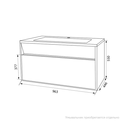 Тумба подвесная с ящиком белая 100 см Esper IDDIS ESP10W0i95. Подходит ум. 4501000i28. Фото