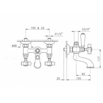 Смеситель для ванны NICOLAZZI Half Dome 1401BZ70. Фото