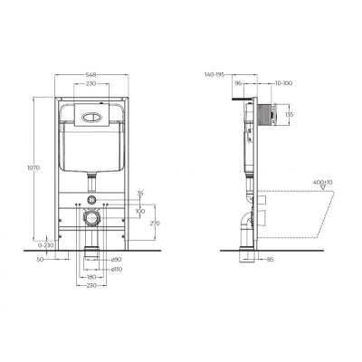 Инсталляция для подвесного унитаза BelBagno BB026/BB071CR клавиша хром глянцевый. Фото