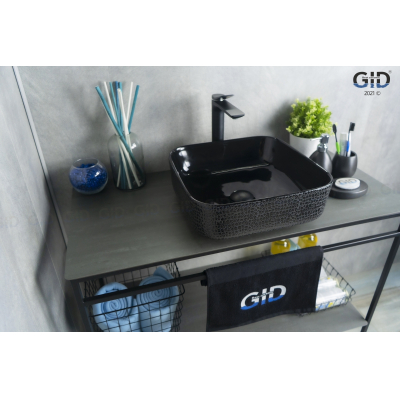 Раковина накладная GID D1303h004 39х39 53310 Черный Глянцевый. Фото