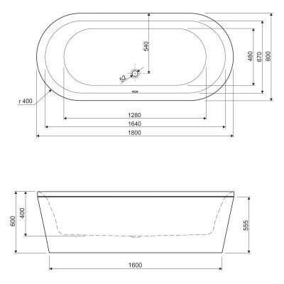 Ванна акриловая CEZARES Metauro Wall 180x80. Фото