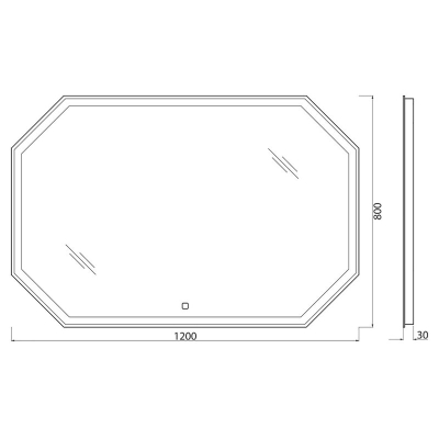 Зеркало с встроенным светильником и сенсорным выключателем BELBAGNO SPC-OTT-1200-800-LED-TCH. Фото