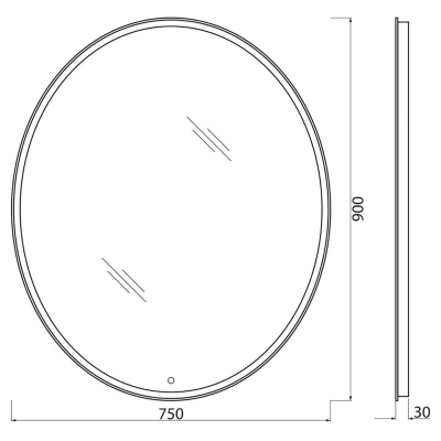Зеркало с встроенным светильником и сенсорным выключателем BELBAGNO SPC-VST-750-900-LED-TCH. Фото