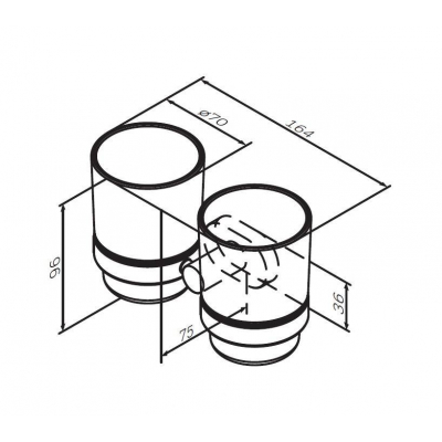 Двойной стеклянный стакан с настенным держателем AM.PM Sense A74343400 для ванной комнаты. Фото