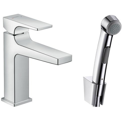 Смеситель для раковины Hansgrohe Metropol 110 32522000 с гигиеническим душем. Фото