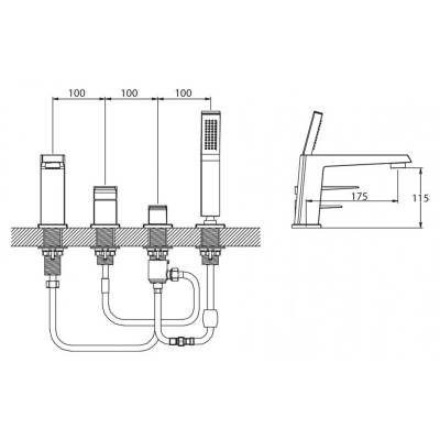 Смеситель для ванны набортный BELBAGNO Arlie ARL-VIM4-CRM. Фото