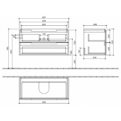 Тумба под раковину Villeroy&Boch SUBWAY 2.0 A697 00DH. Фото