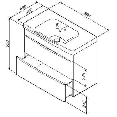 База под раковину подвесная 80 см, 2 ящика, белый глянец AM.PM Like M80FHX0802WG. Фото
