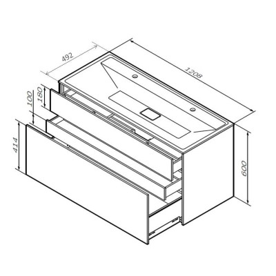 База под раковину подвесная 120 см, 3 ящика, элегантный серый AM.PM Inspire 2.0 M50AFHX1203EGM. Фото