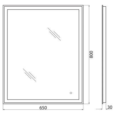 Зеркало с встроенным светильником и сенсорным выключателем BELBAGNO SPC-GRT-650-800-LED-TCH. Фото