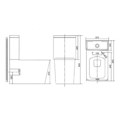 SOLE CUBE 3 Безободковый унитаз-компакт с сиденьем Soft-close. Фото