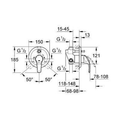 Смеситель для душа GROHE Eurosmart 33305001 (внешняя часть). Фото