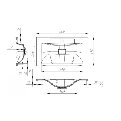 Раковина мебельная BELBAGNO 80х45 BB800/450-LV-MR-PR. Фото