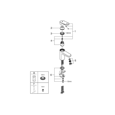 Смеситель для раковины GROHE Europlus II 33163002. Фото