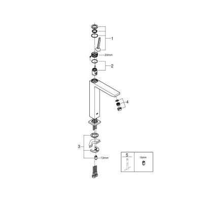 GROHE 23661000 Eurocube Joy Смеситель для раковины свободностоящий, размер XL. Фото