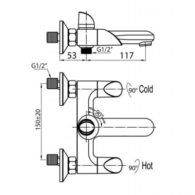 Смеситель для ванны/душа BELBAGNO Tiara TIA-VAS-CRM. Фото