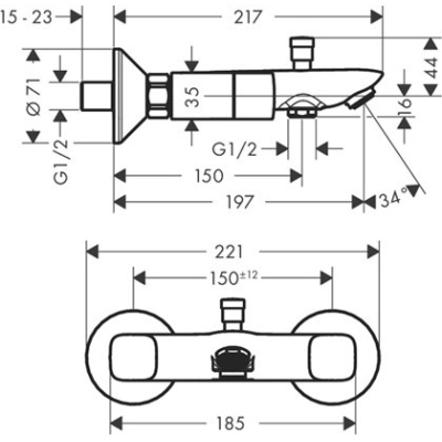 Смеситель для ванны Hansgrohe Logis 71243000. Фото