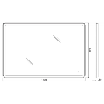 Зеркало с встроенным светильником и сенсорным выключателем BELBAGNO SPC-MAR-1200-800-LED-TCH. Фото