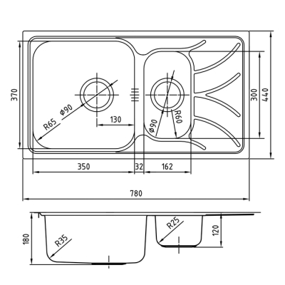 Мойка нерж. сталь шелк 1 1/2 780*440 Arro S IDDIS ARR78S1i77. Фото