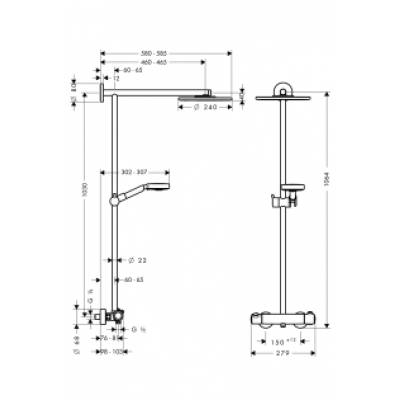 Душевая система HANSGROHE Raindance Showerpipe 240 27160000. Фото