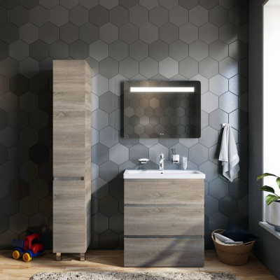 База под раковину напольная 75 см, 3 ящика, светлый дуб AM.PM Gem S M91FSX0752OF. Фото