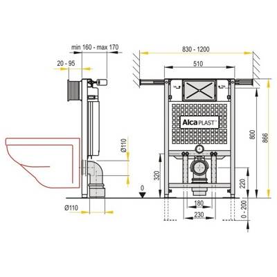 Система инсталляции для унитазов AlcaPlast Sadromodul A101/1000. Фото