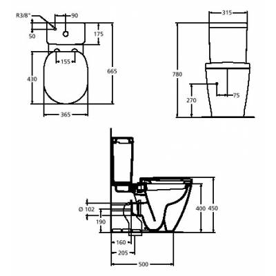 Унитаз напольный IDEAL STANDARD CONNECT Arc/Cube E803601. Фото