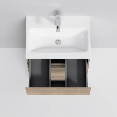 База под раковину напольная 60 см, 3 ящика, светлый дуб AM.PM Gem S M91FSX0602OF. Фото