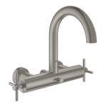 GROHE 25010DC3 Atrio New Смеситель двухвентильный для ванны, настенный монтаж, крестообразные ручки, СуперСталь GROHE 25010DC3 Atrio New Смеситель двухвентильный для ванны, настенный монтаж, крестообразные ручки, СуперСталь. Фото